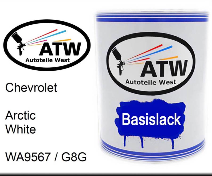 Chevrolet, Arctic White, WA9567 / G8G: 1L Lackdose, von ATW Autoteile West.